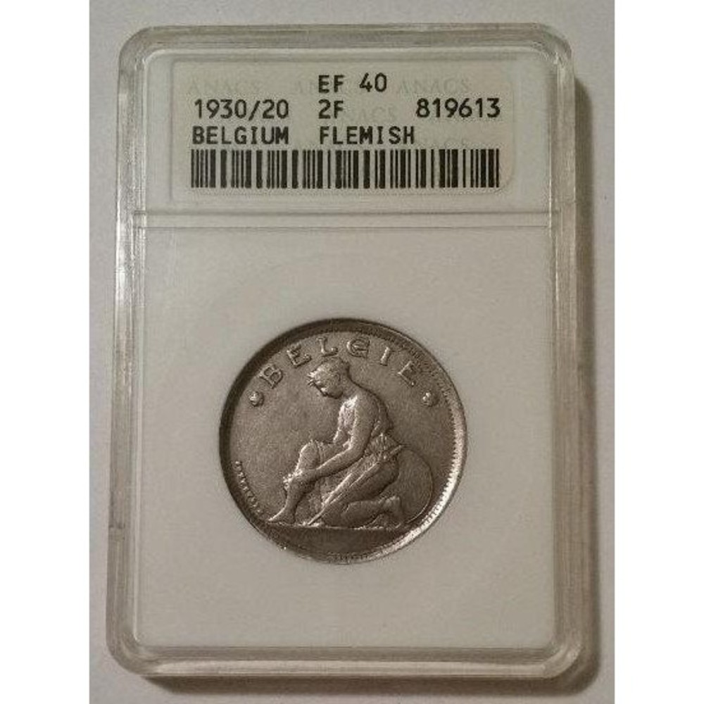 Belgium 1930/20 2 Francs Flemish Legend XF40 ANACS